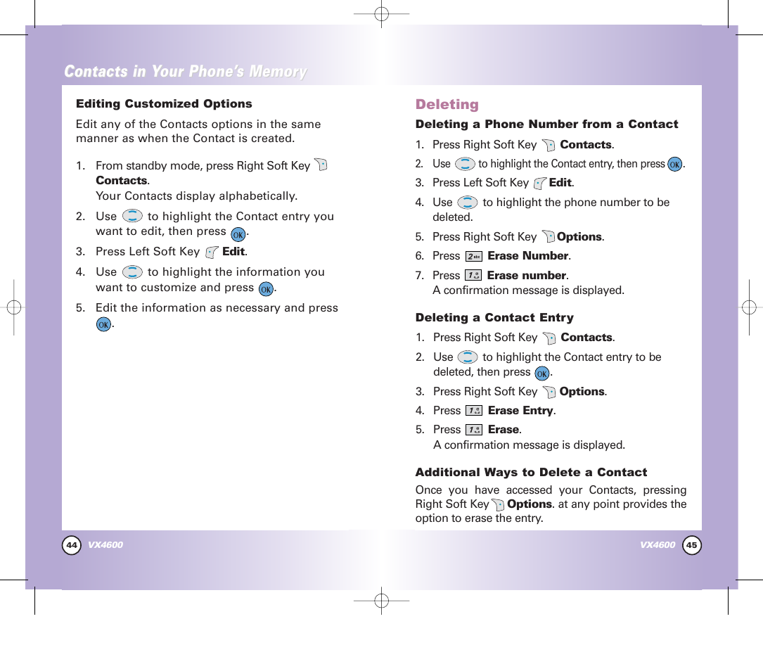 Contacts in y | Pure Digital VX4600 User Manual | Page 24 / 80