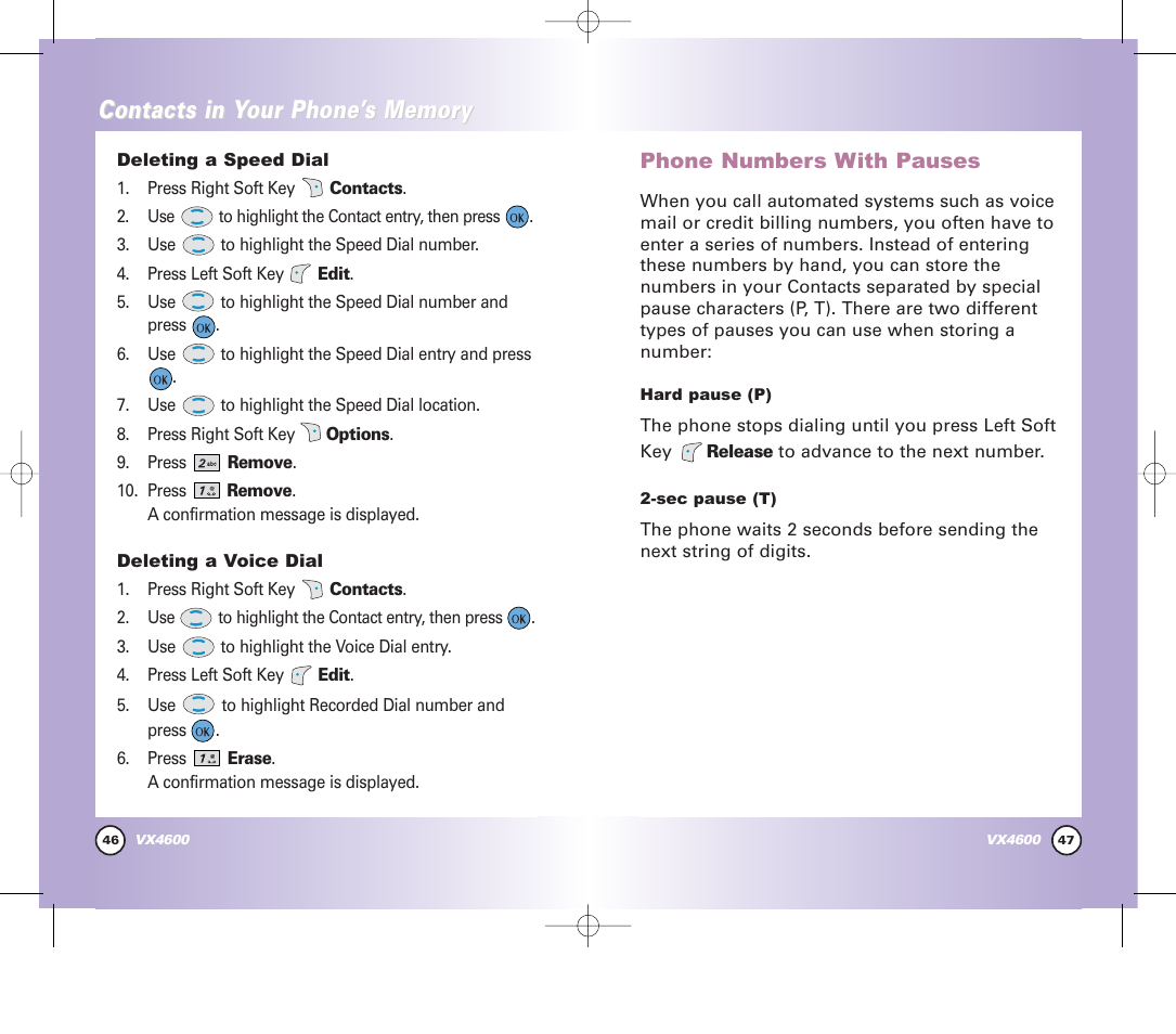 Contacts in y | Pure Digital VX4600 User Manual | Page 25 / 80