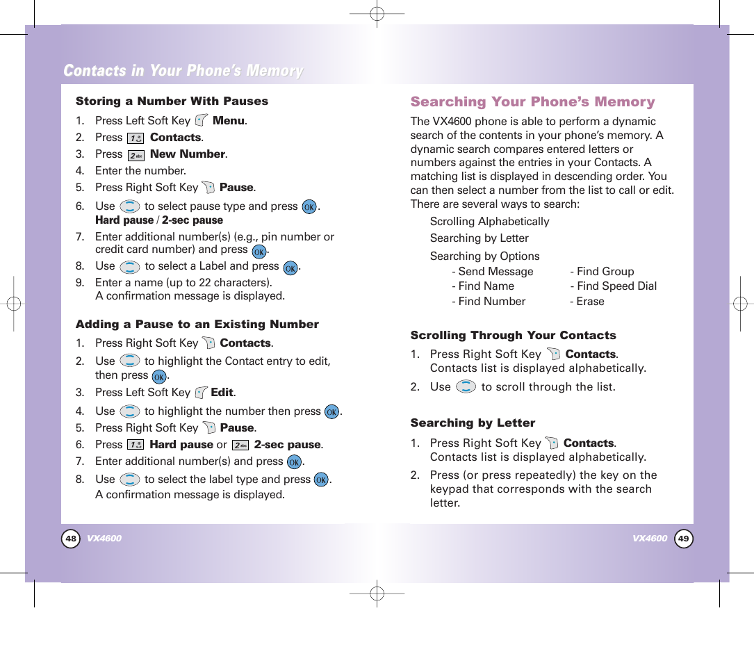 Contacts in y | Pure Digital VX4600 User Manual | Page 26 / 80