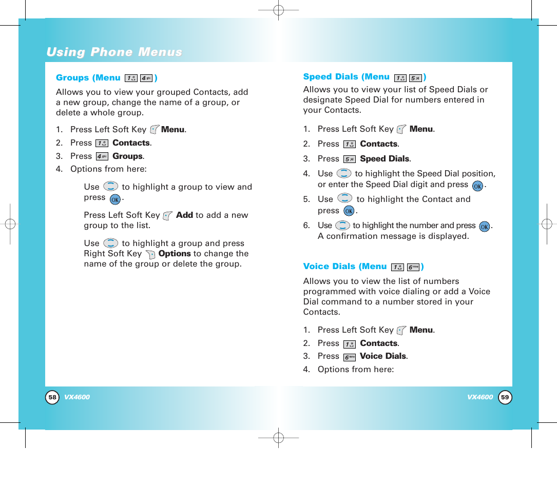 Using phone menus | Pure Digital VX4600 User Manual | Page 31 / 80