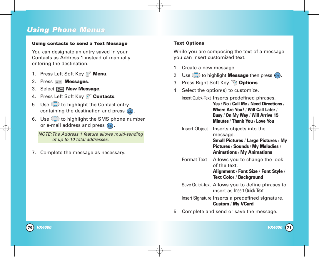Using phone menus | Pure Digital VX4600 User Manual | Page 37 / 80