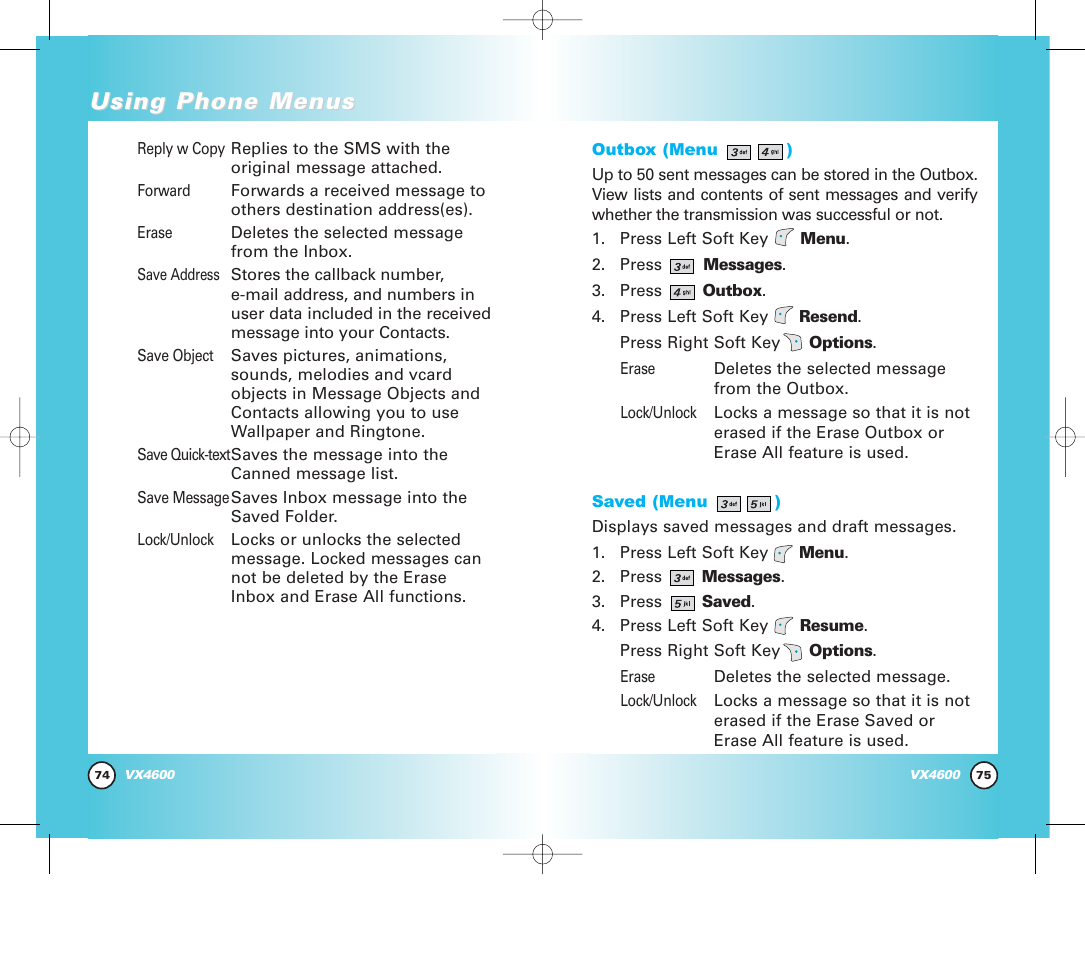 Using phone menus | Pure Digital VX4600 User Manual | Page 39 / 80