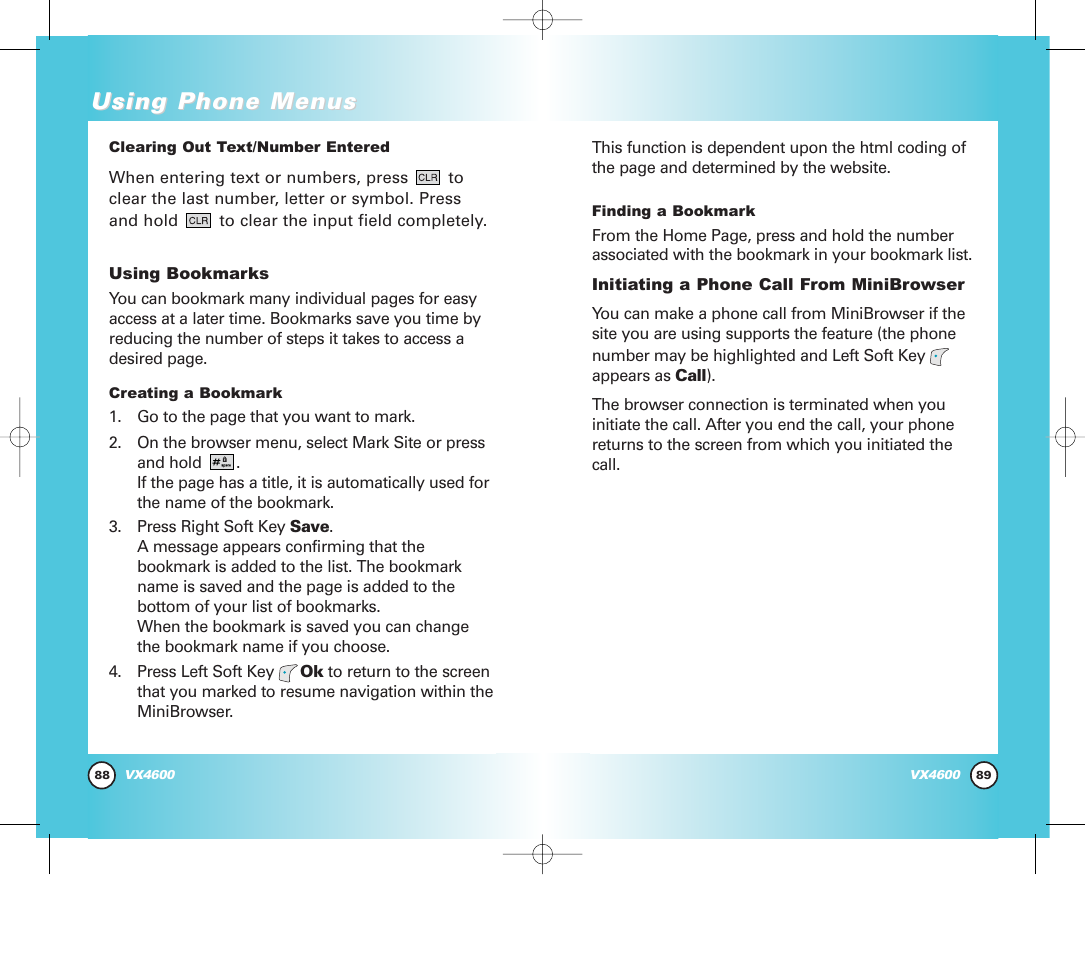Using phone menus | Pure Digital VX4600 User Manual | Page 46 / 80