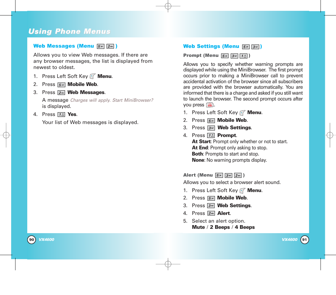 Using phone menus | Pure Digital VX4600 User Manual | Page 47 / 80