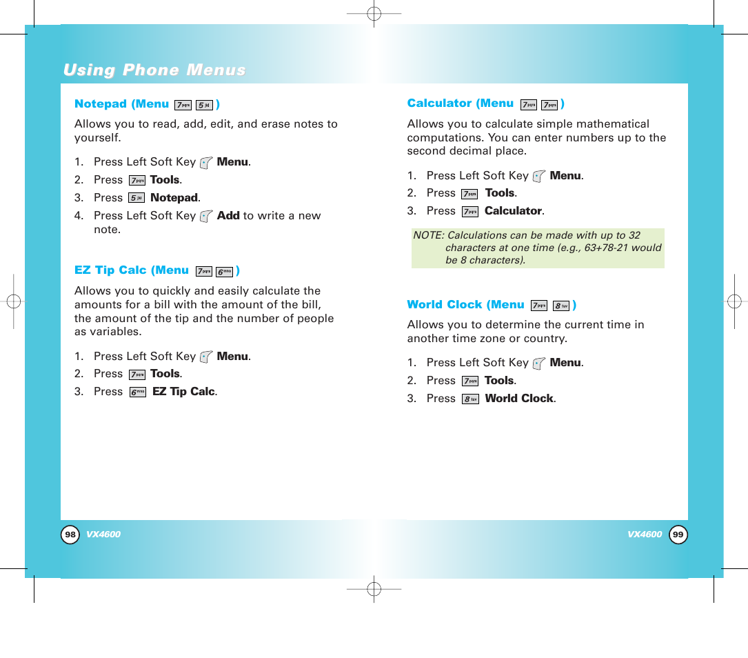 Using phone menus | Pure Digital VX4600 User Manual | Page 51 / 80