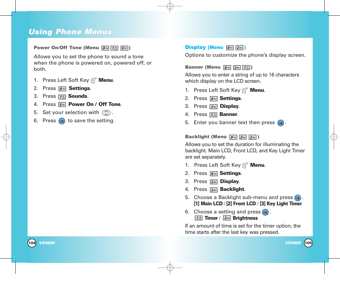 Using phone menus | Pure Digital VX4600 User Manual | Page 54 / 80