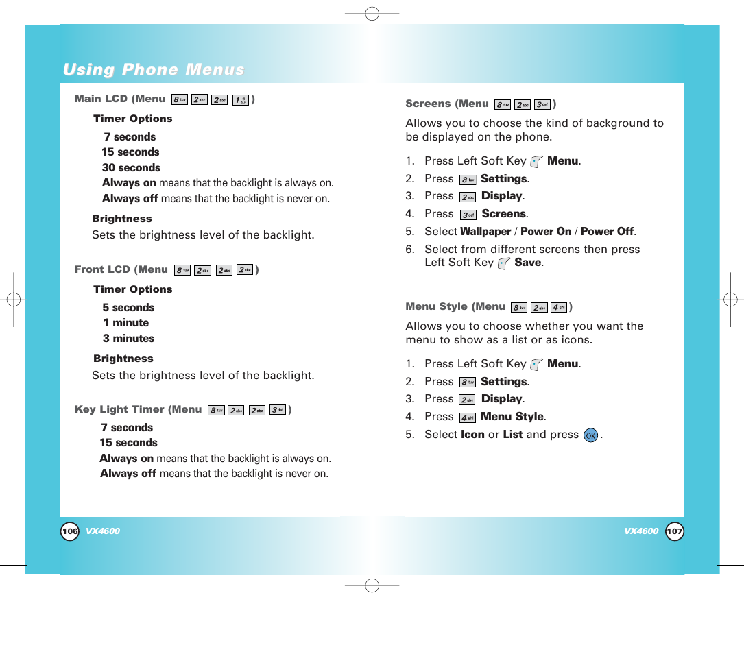 Using phone menus | Pure Digital VX4600 User Manual | Page 55 / 80