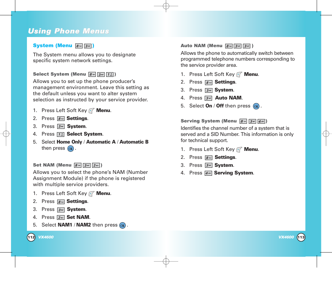 Using phone menus | Pure Digital VX4600 User Manual | Page 58 / 80