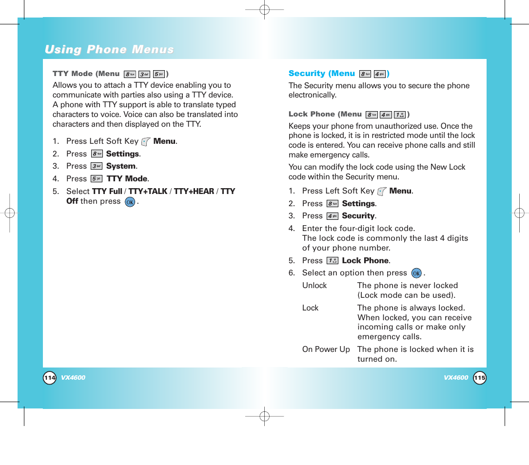 Using phone menus | Pure Digital VX4600 User Manual | Page 59 / 80