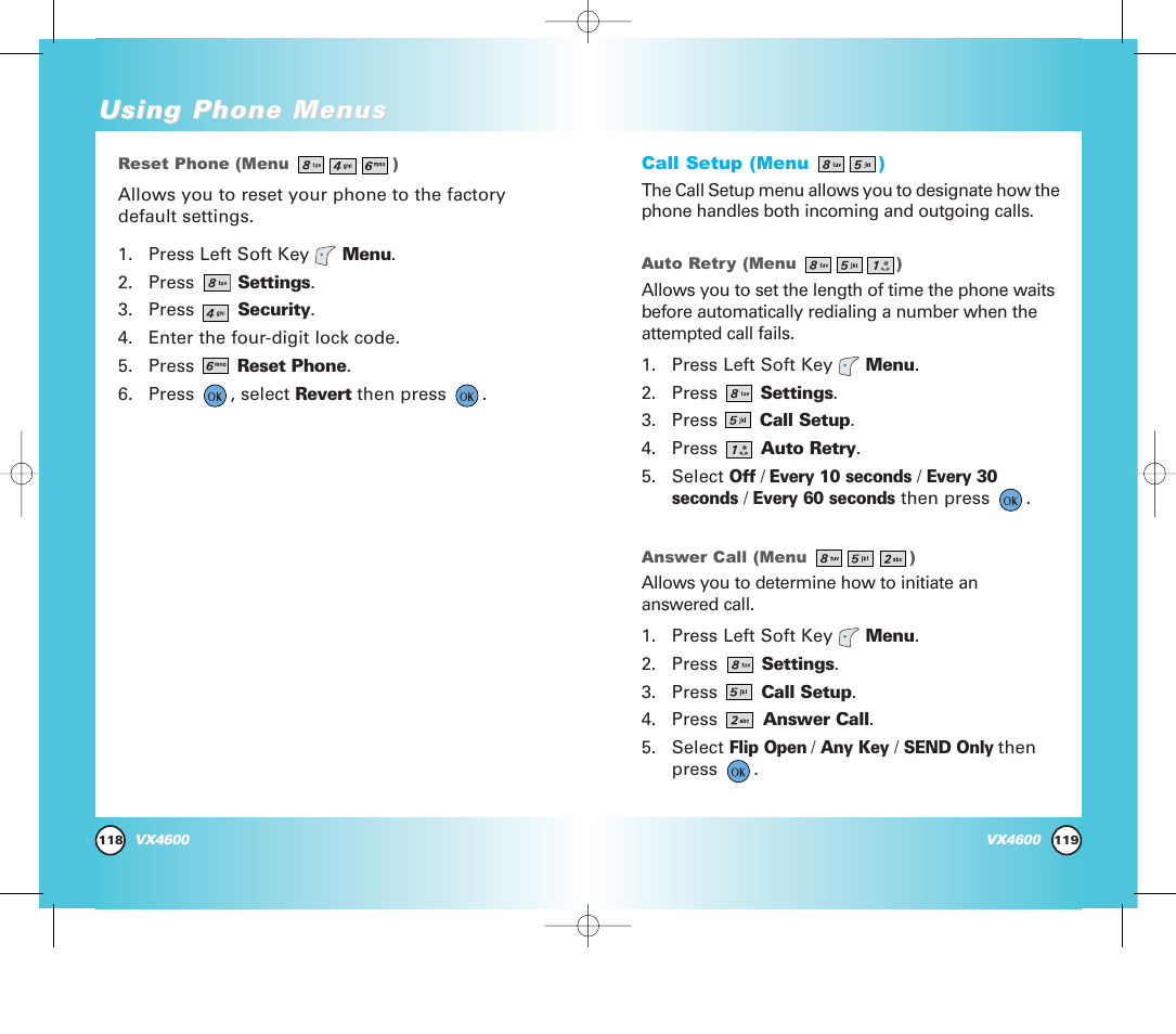 Using phone menus | Pure Digital VX4600 User Manual | Page 61 / 80
