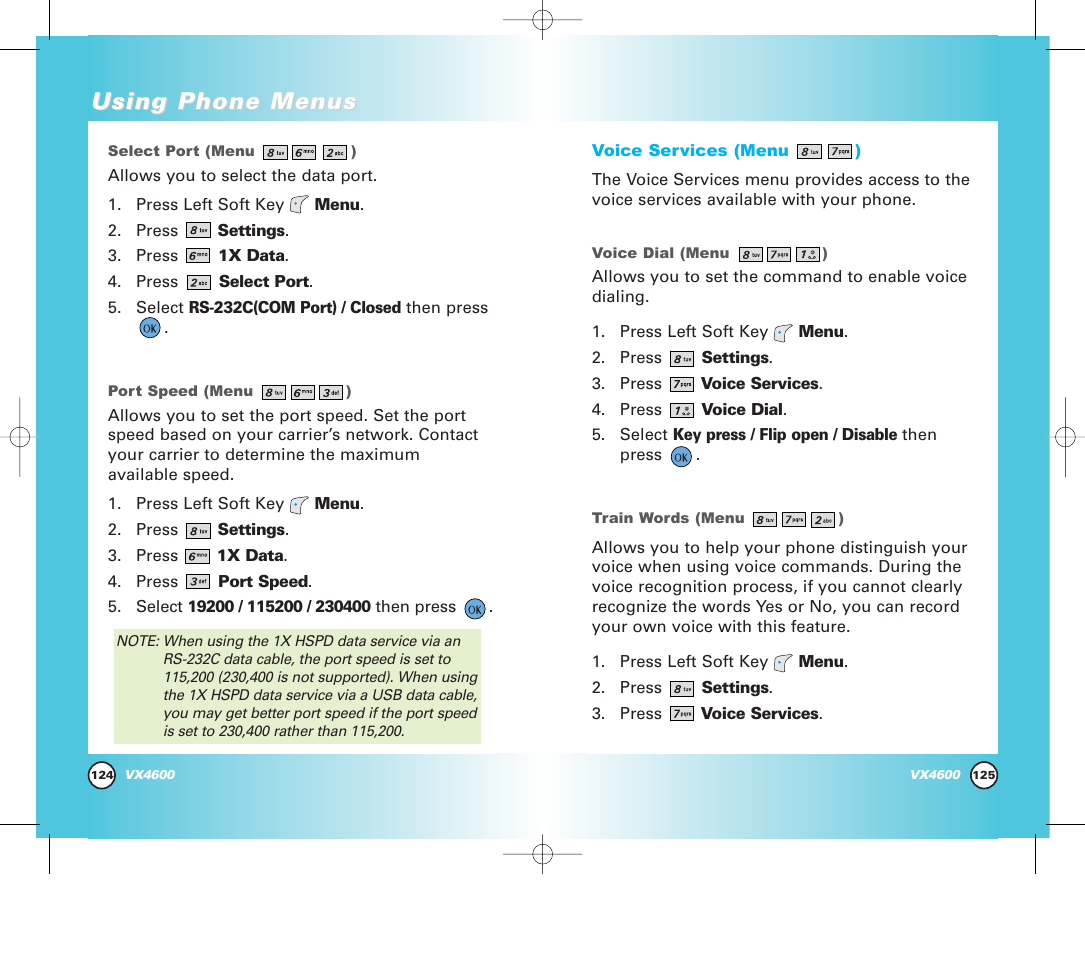 Using phone menus | Pure Digital VX4600 User Manual | Page 64 / 80
