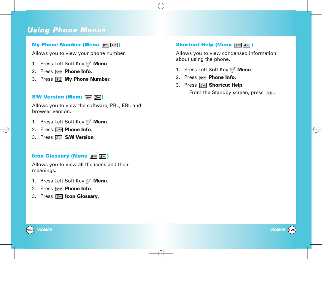 Using phone menus | Pure Digital VX4600 User Manual | Page 66 / 80