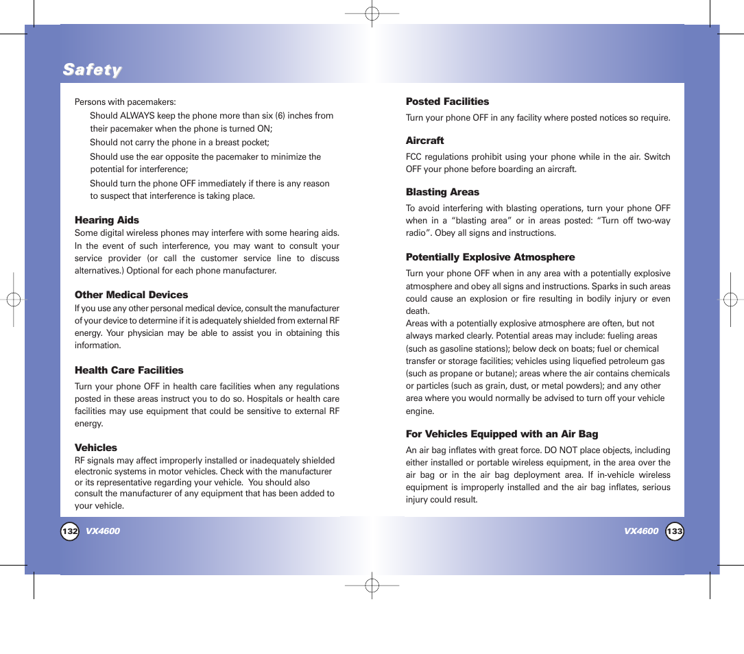 Safety | Pure Digital VX4600 User Manual | Page 68 / 80