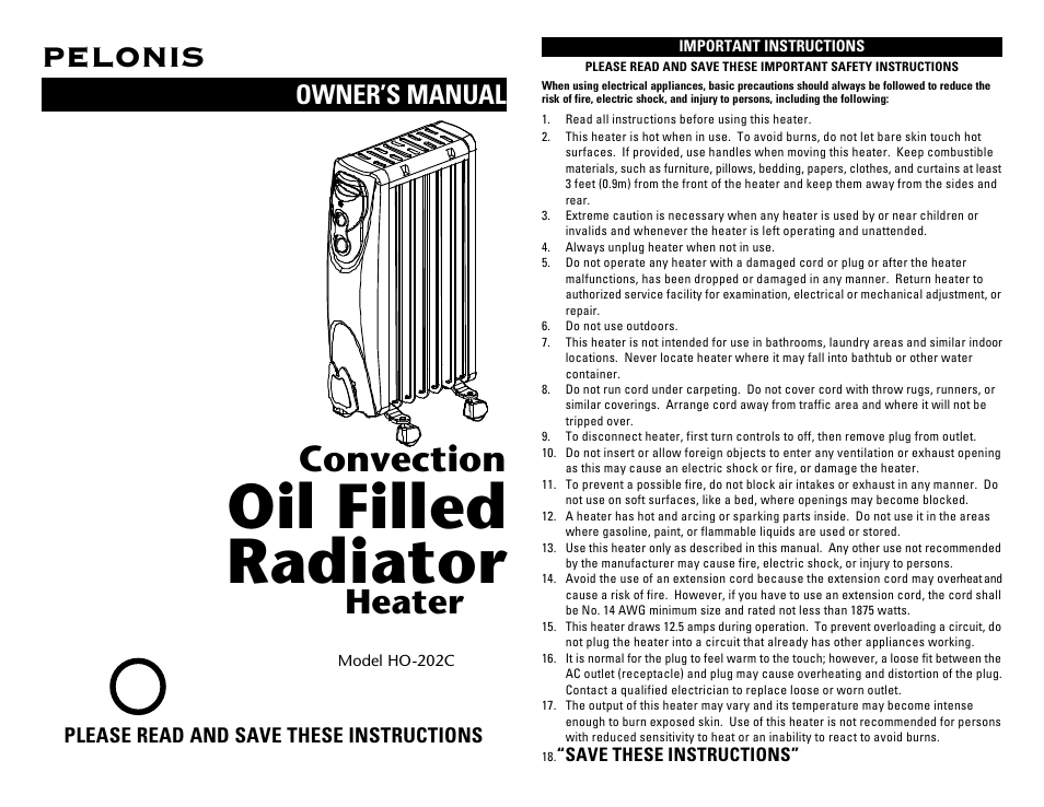 Pelonis HO-202C User Manual | 6 pages