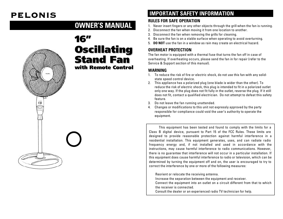 Pelonis FS40-G5 User Manual | 4 pages