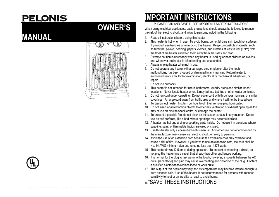 Pelonis HF-0023 User Manual | 3 pages