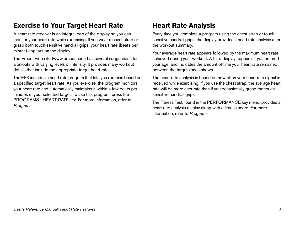 Exercise to your target heart rate, Heart rate analysis | Precor 946i User Manual | Page 56 / 101