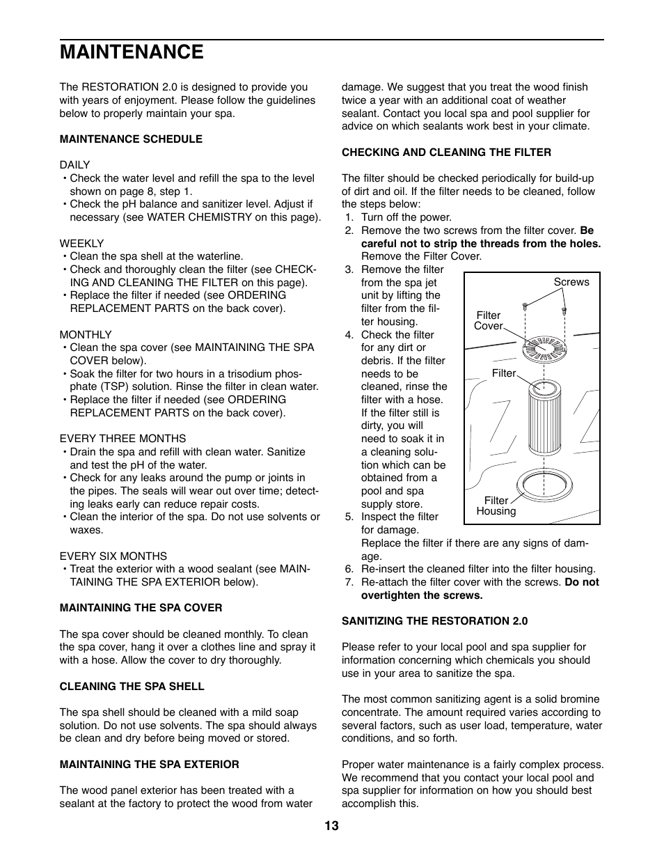 Maintenance | ProForm 831.21002 User Manual | Page 13 / 20