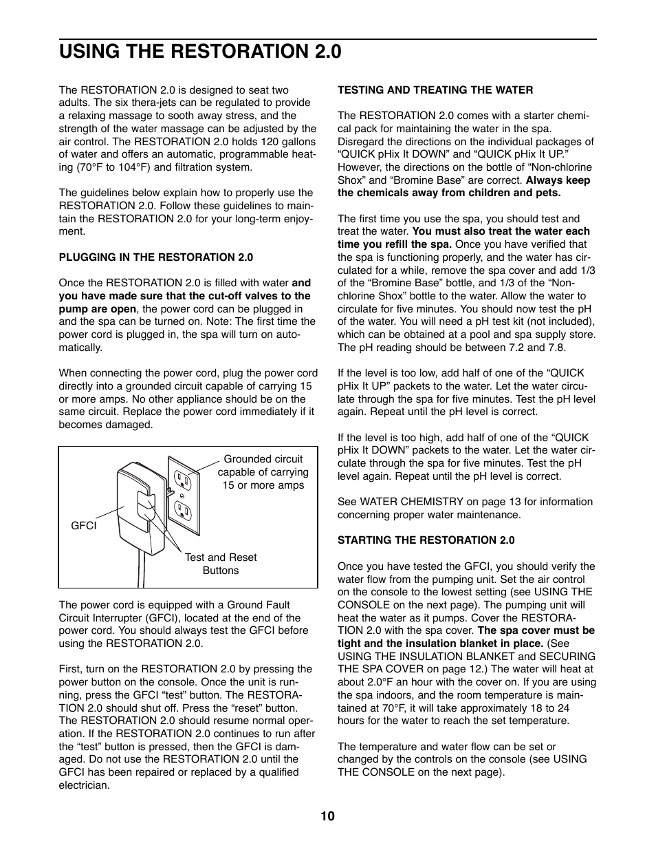 Using the restoration 2.0 | ProForm PFHS70071 User Manual | Page 10 / 20