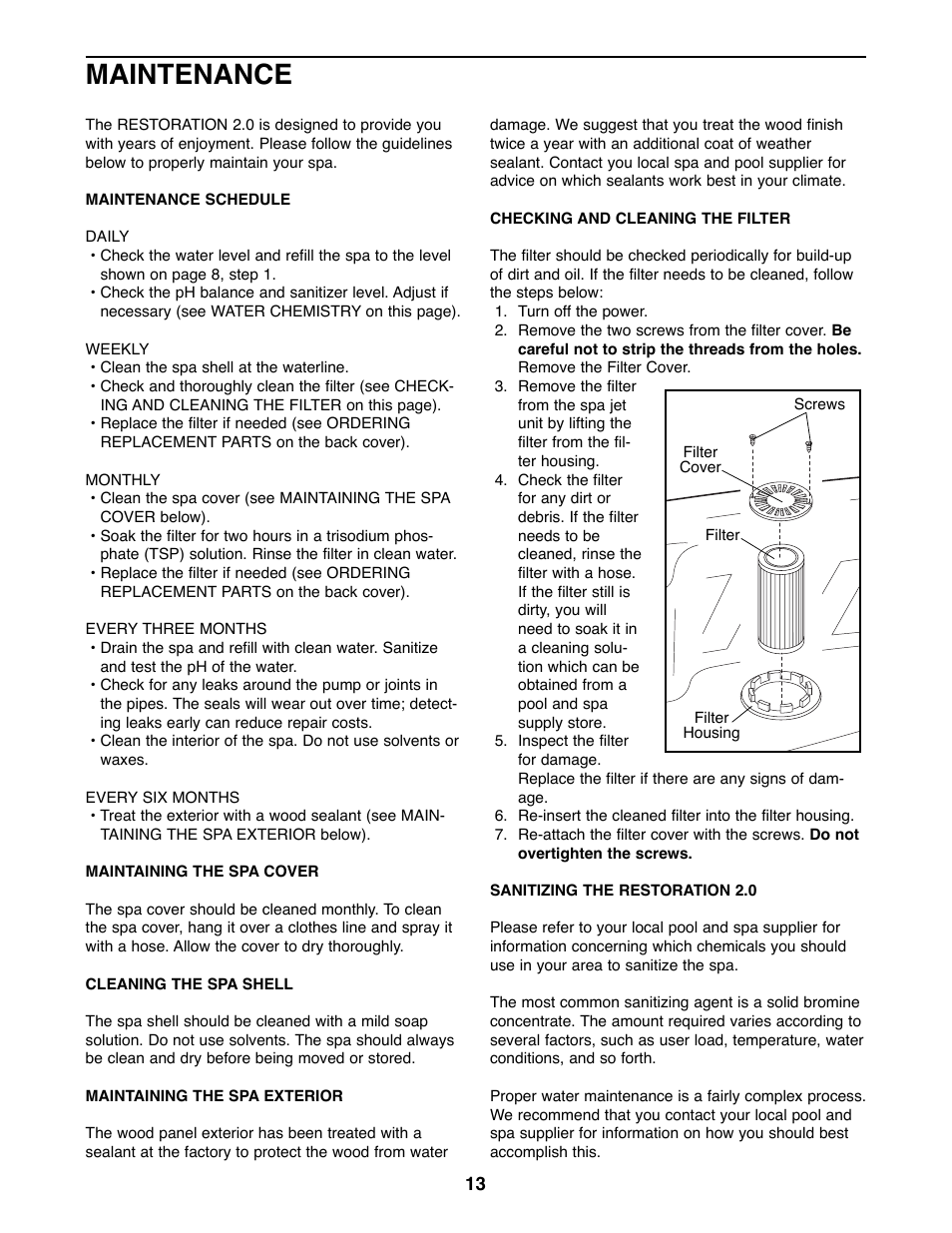 Maintenance | ProForm PFHS70071 User Manual | Page 13 / 20