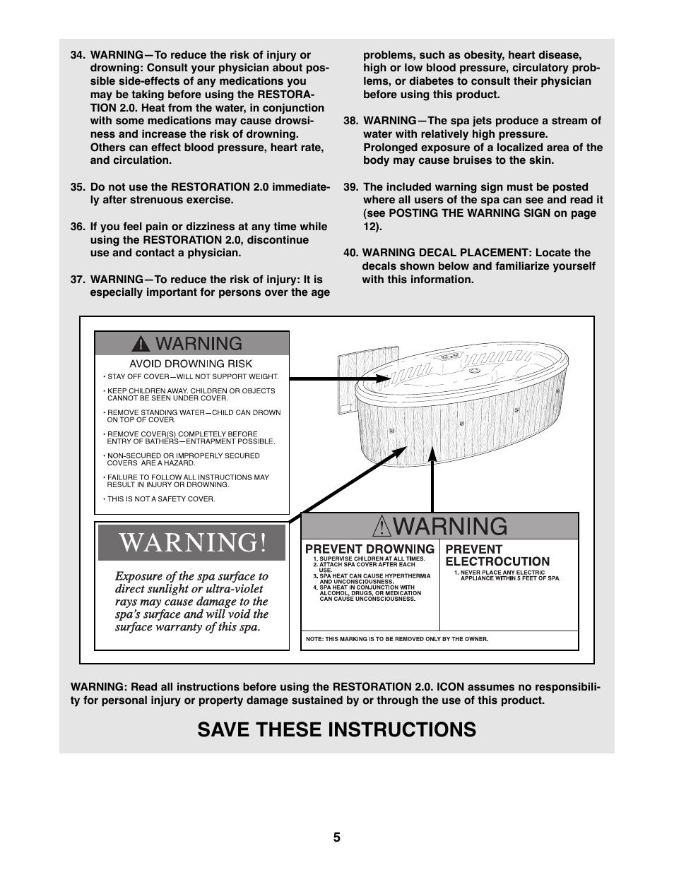 Save these instructions | ProForm PFHS70071 User Manual | Page 5 / 20