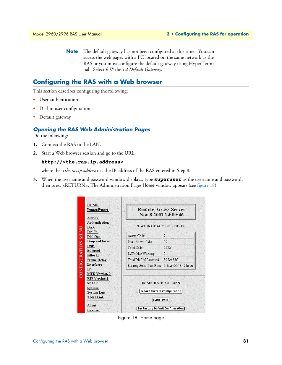 Configuring the ras with a web browser | Patton electronic 2996 User Manual | Page 31 / 65
