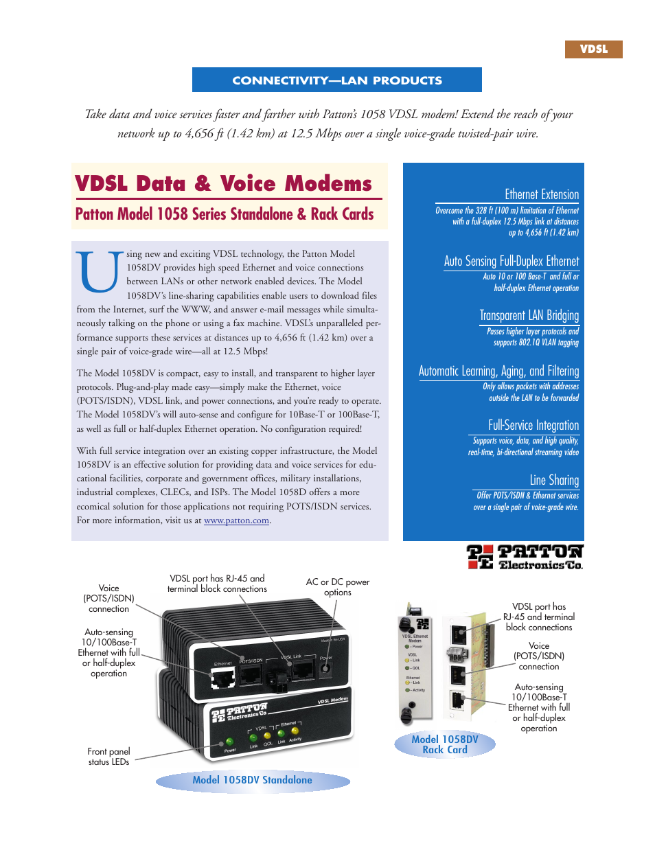Patton electronic GoCard 1058 User Manual | 2 pages
