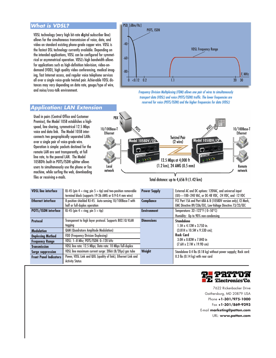 What is vdsl, Application: lan extension | Patton electronic GoCard 1058 User Manual | Page 2 / 2