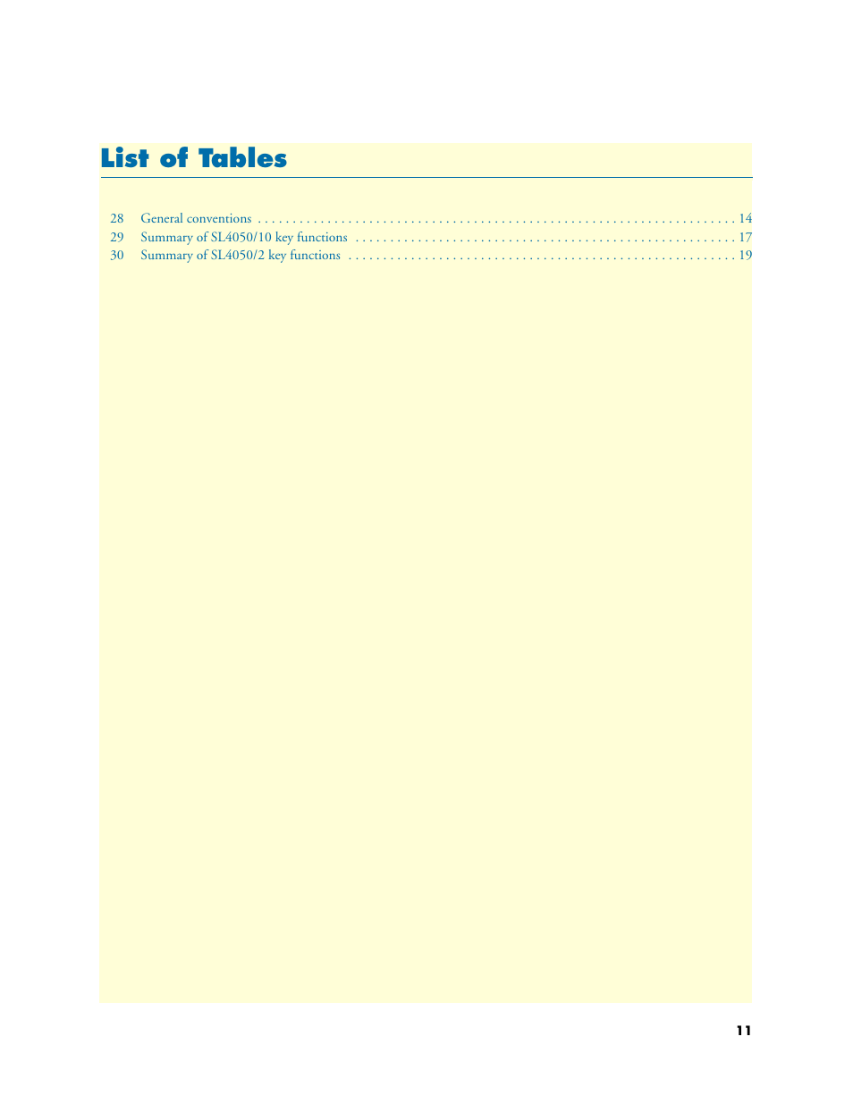 List of tables, List of t ables | Patton electronic SL4050/10 User Manual | Page 11 / 75