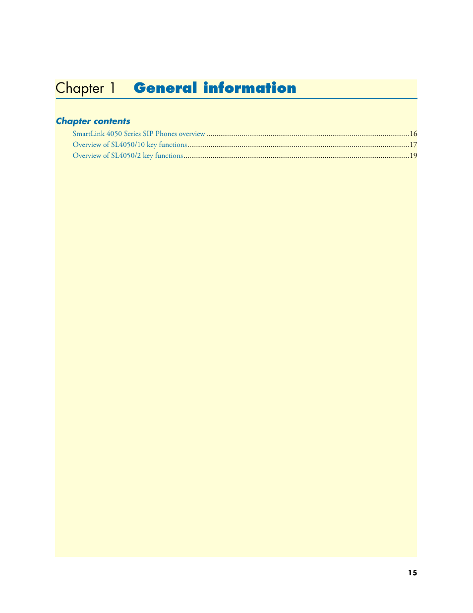Chapter 1 general information, General information, Chapter 1 | Patton electronic SL4050/10 User Manual | Page 15 / 75