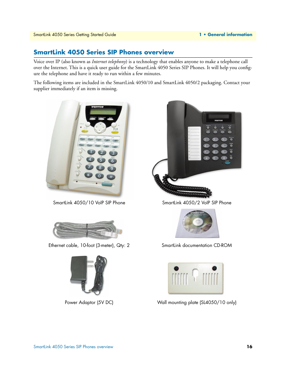 Smartlink 4050 series sip phones overview | Patton electronic SL4050/10 User Manual | Page 16 / 75