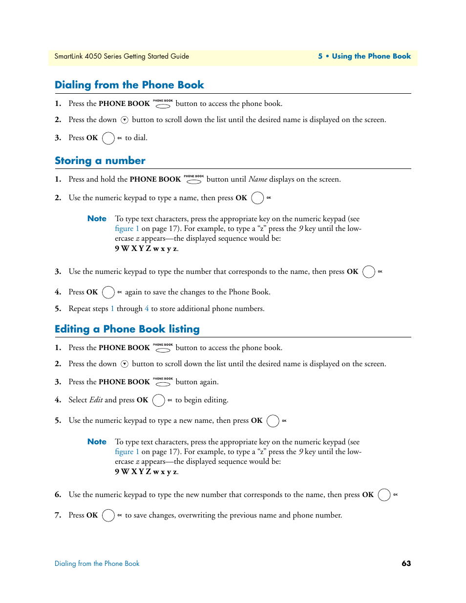 Dialing from the phone book, Storing a number, Editing a phone book listing | Patton electronic SL4050/10 User Manual | Page 63 / 75