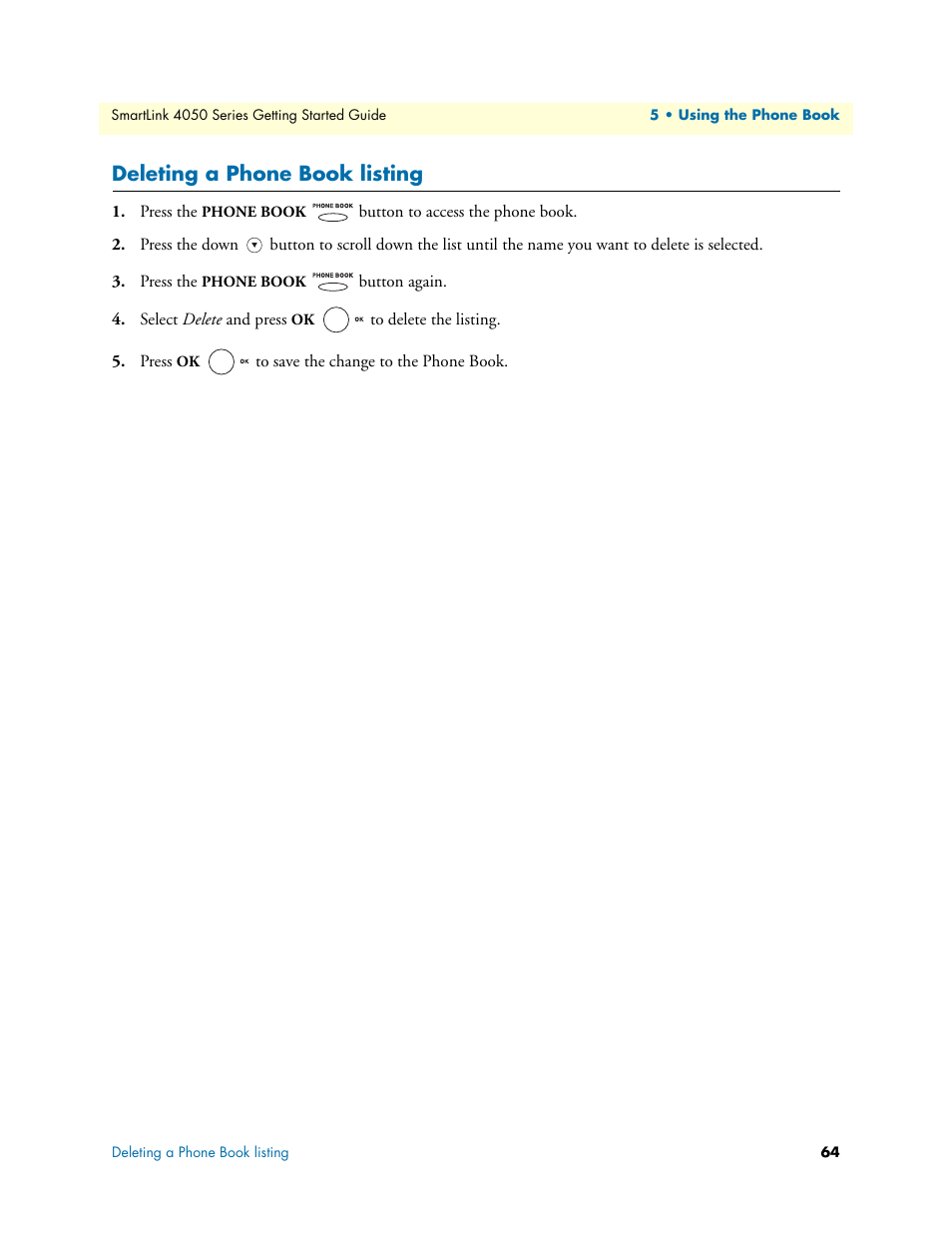 Deleting a phone book listing | Patton electronic SL4050/10 User Manual | Page 64 / 75