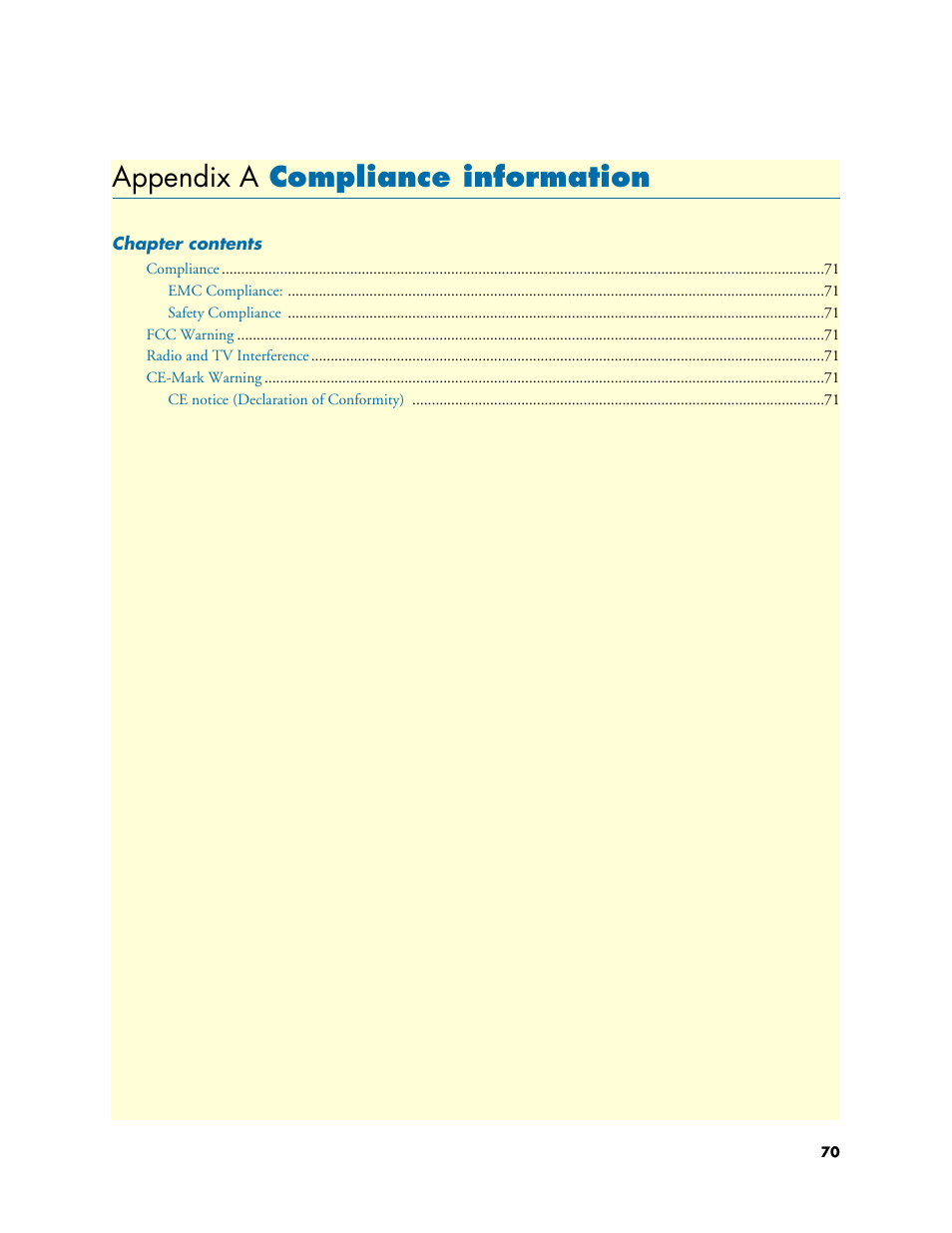 Appendix a compliance information, Compliance information, Appendix a | Patton electronic SL4050/10 User Manual | Page 70 / 75