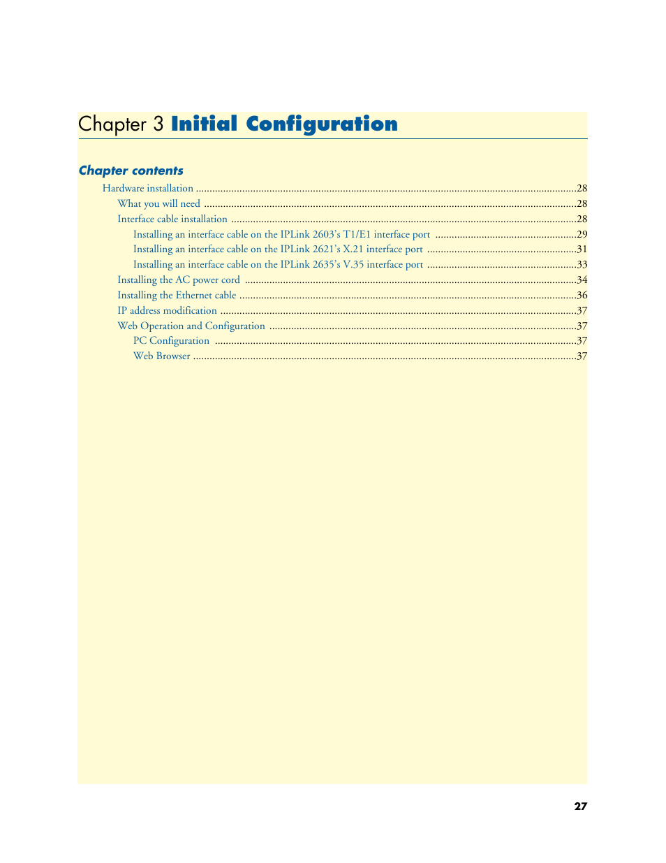 Chapter 3 initial configuration, Initial configuration, 3 initial configuration | Chapter 3 | Patton electronic PATTON 2603 User Manual | Page 27 / 133