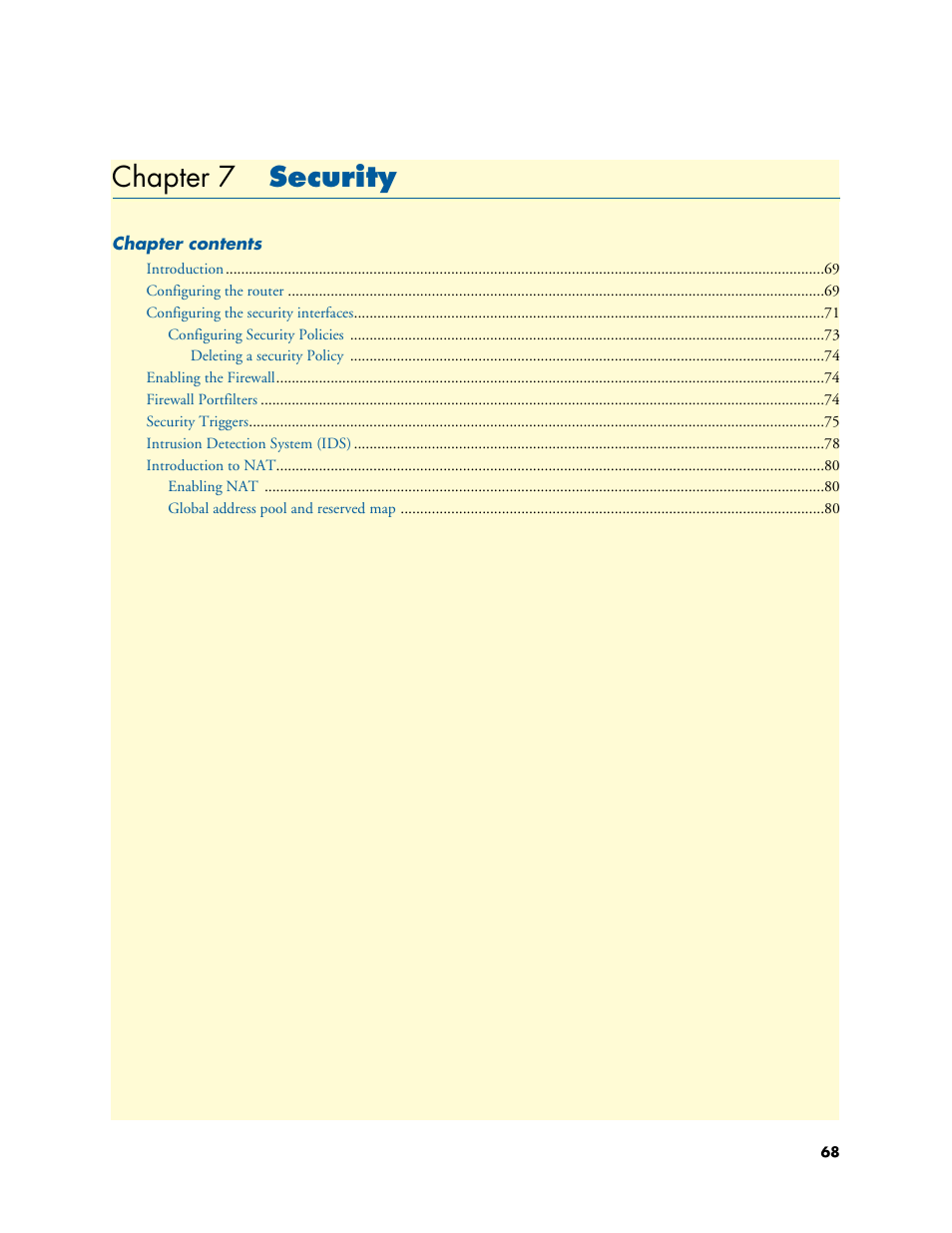 Chapter 7 security, Security, 7 security | Chapter 7 | Patton electronic PATTON 2603 User Manual | Page 68 / 133