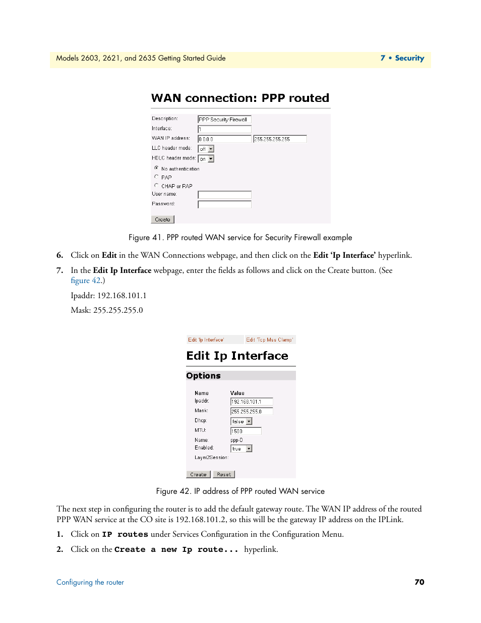 Ip address of ppp routed wan service | Patton electronic PATTON 2603 User Manual | Page 70 / 133