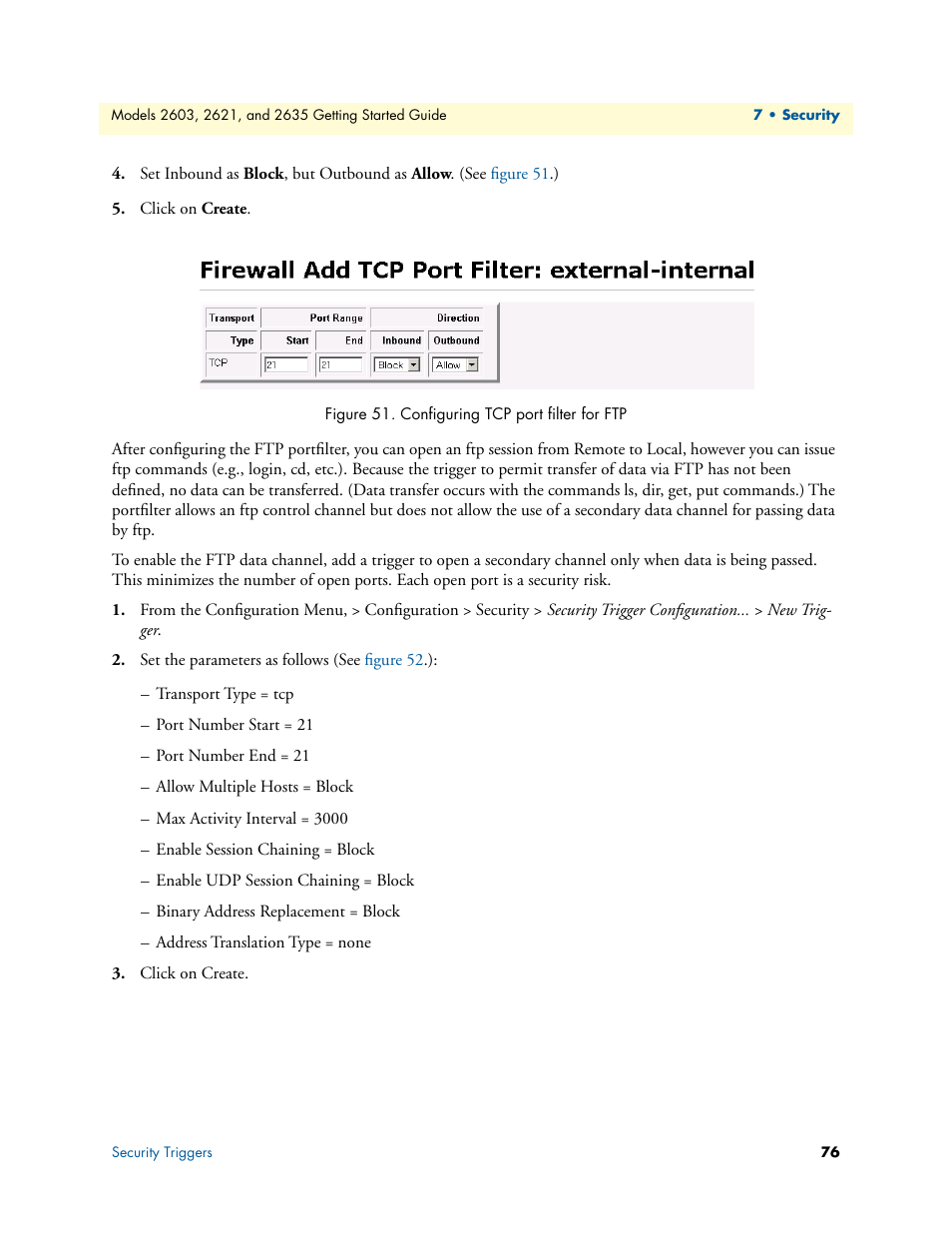 Configuring tcp port filter for ftp | Patton electronic PATTON 2603 User Manual | Page 76 / 133