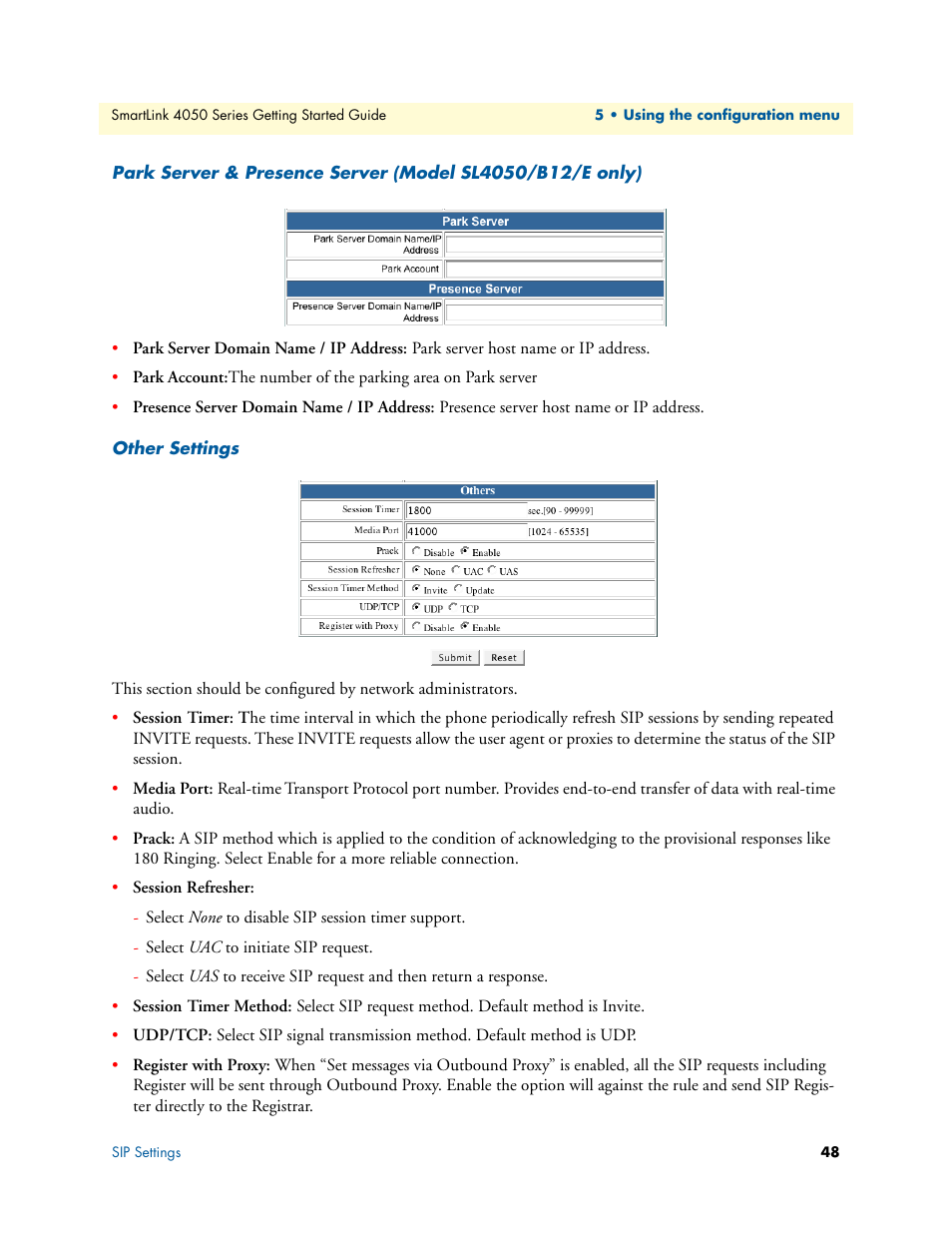 Other settings | Patton electronic SL4050/B2/E User Manual | Page 48 / 79