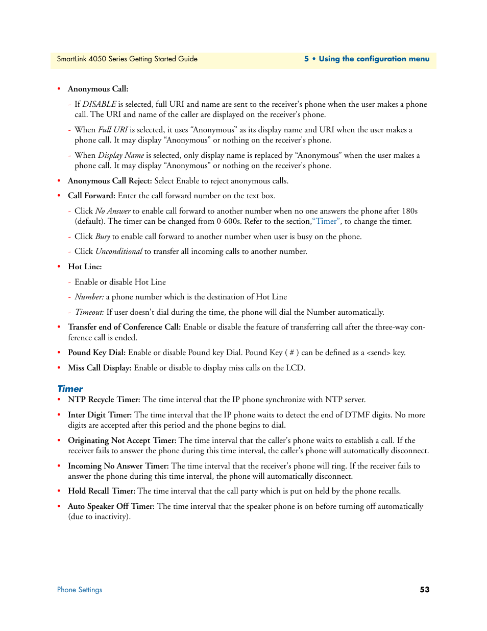 Timer | Patton electronic SL4050/B2/E User Manual | Page 53 / 79