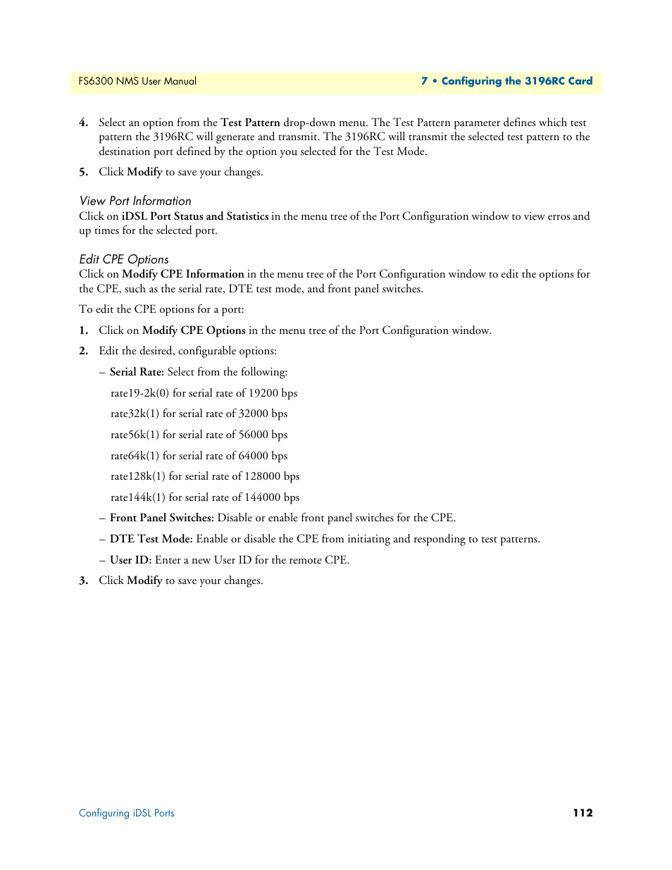 View port information, Edit cpe options | Patton electronic FORESIGHT 6300 User Manual | Page 112 / 145