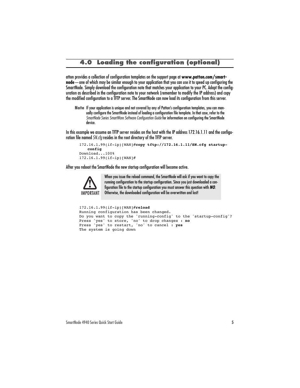 0 loading the configuration (optional) | Patton electronic SMARTNODE 4940 User Manual | Page 5 / 12