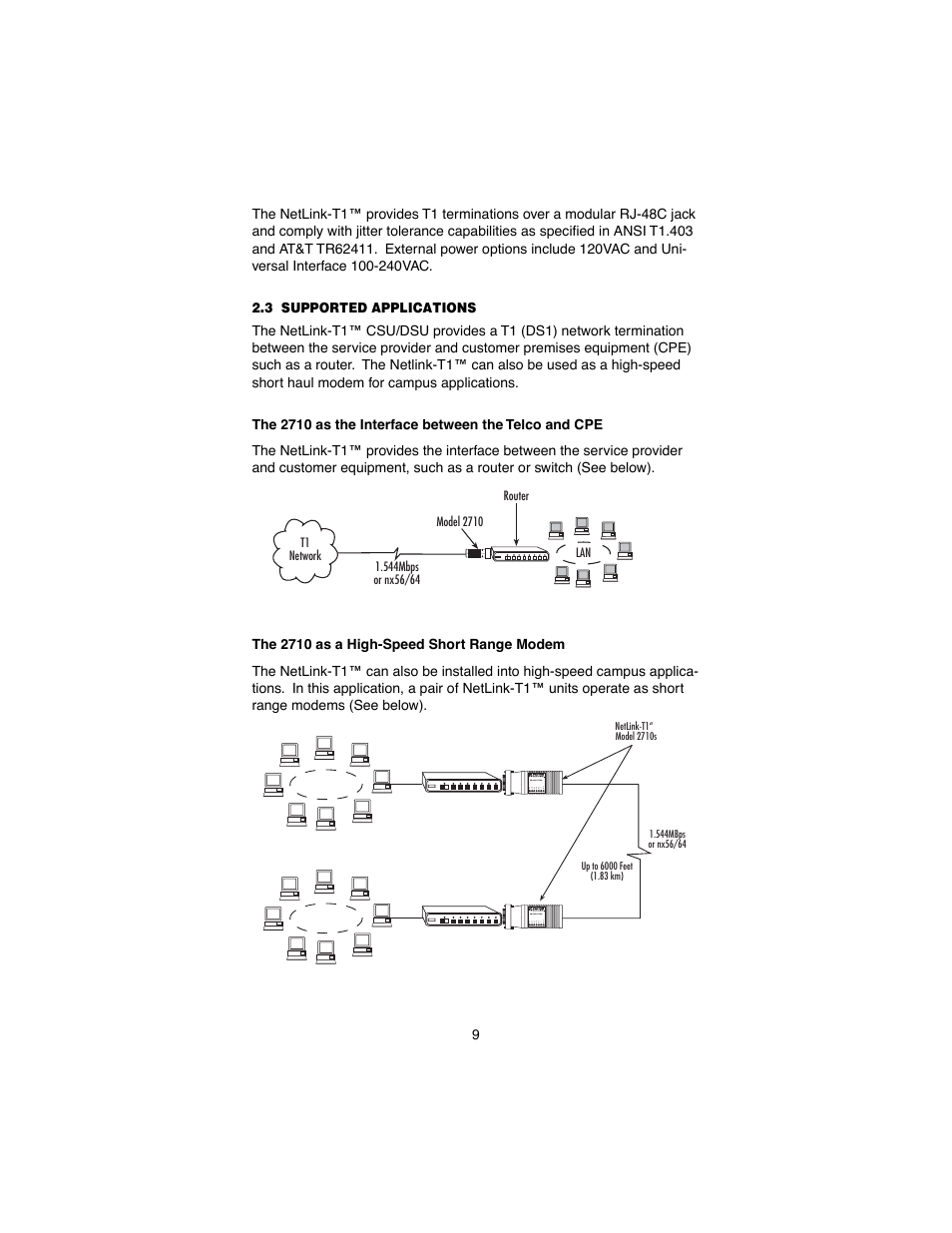 3 supported applications, The 2710 as a high-speed short range modem, Supported applications | Patton electronic 2710 User Manual | Page 9 / 44