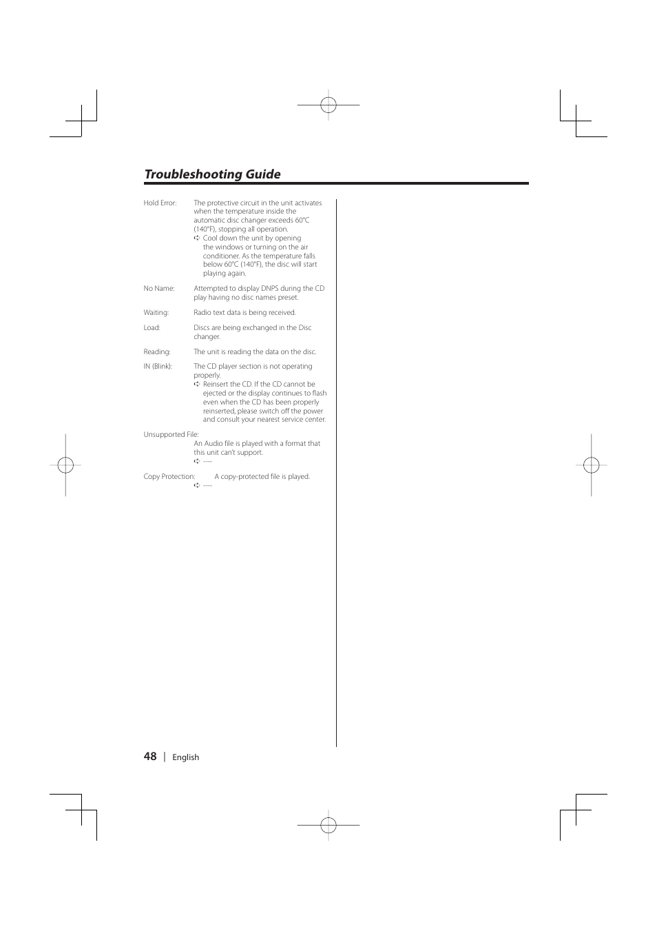 Troubleshooting guide | PhatNoise KDC-MP8029 User Manual | Page 48 / 50