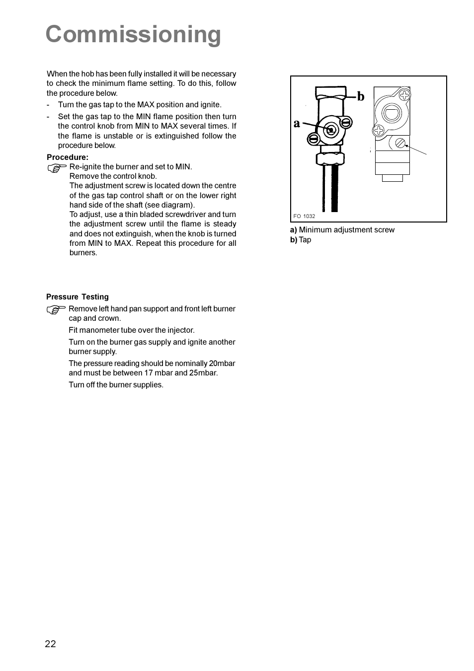 Commissioning | Parkinson Cowan Mixed Fuel Cooker CSIM 509 User Manual | Page 22 / 24