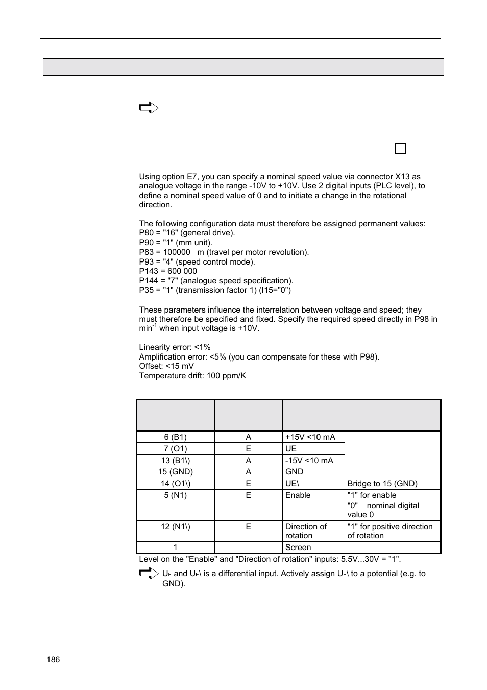 1000sl), Accessories and options, Compax-m / -s | 7 analogue speed specification (e7) | Parker  Products COMPAX-M /-S (L) User Manual | Page 186 / 242