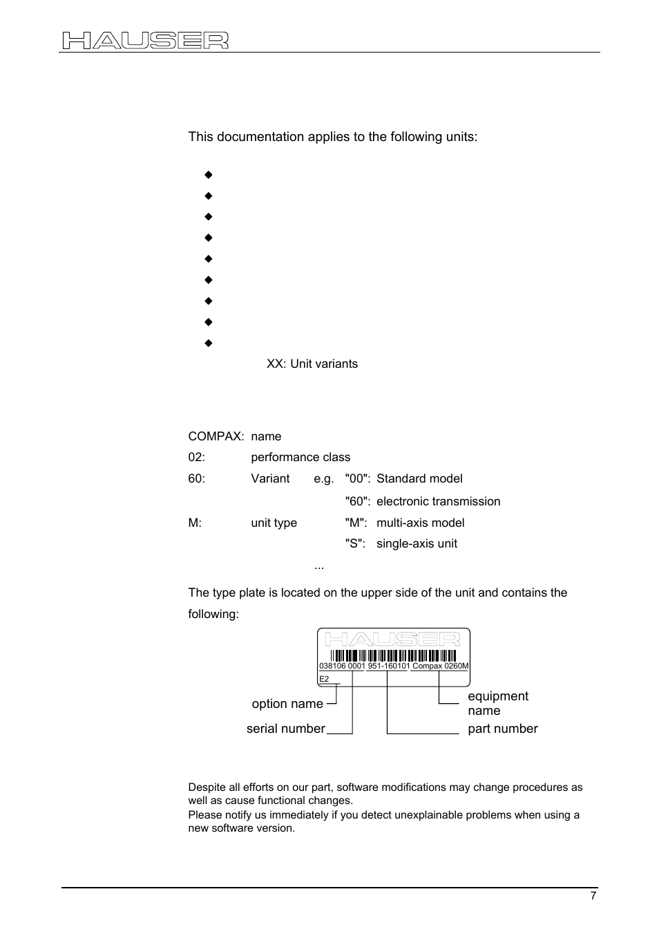 Unit assignment, General dangers, This documentation applies to the following units | Parker  Products COMPAX-M /-S (L) User Manual | Page 7 / 242
