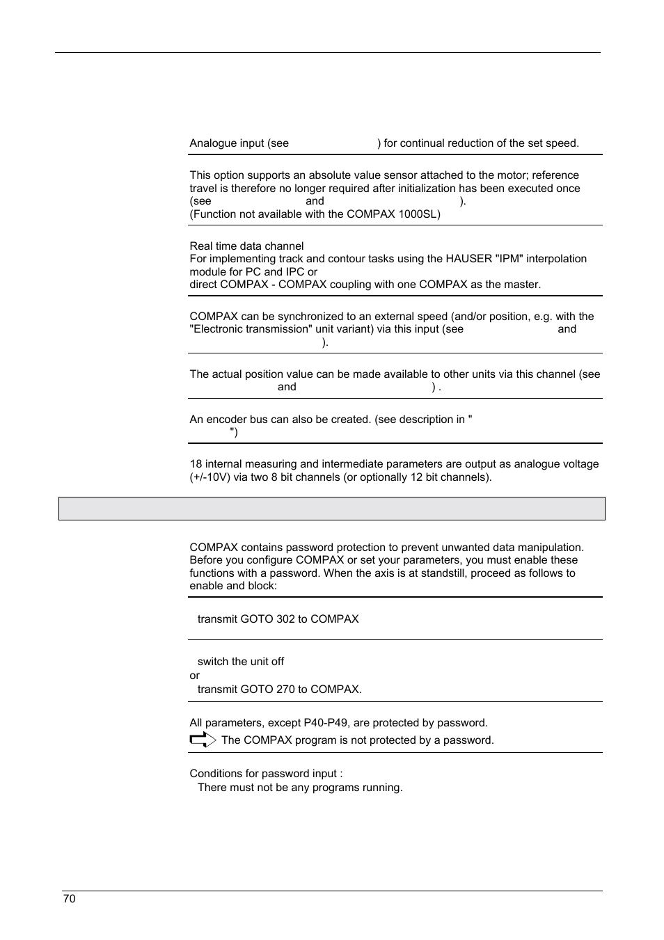 Password protection, Operating instructions, Compax-m / -s | 2 password protection | Parker  Products COMPAX-M /-S (L) User Manual | Page 70 / 242