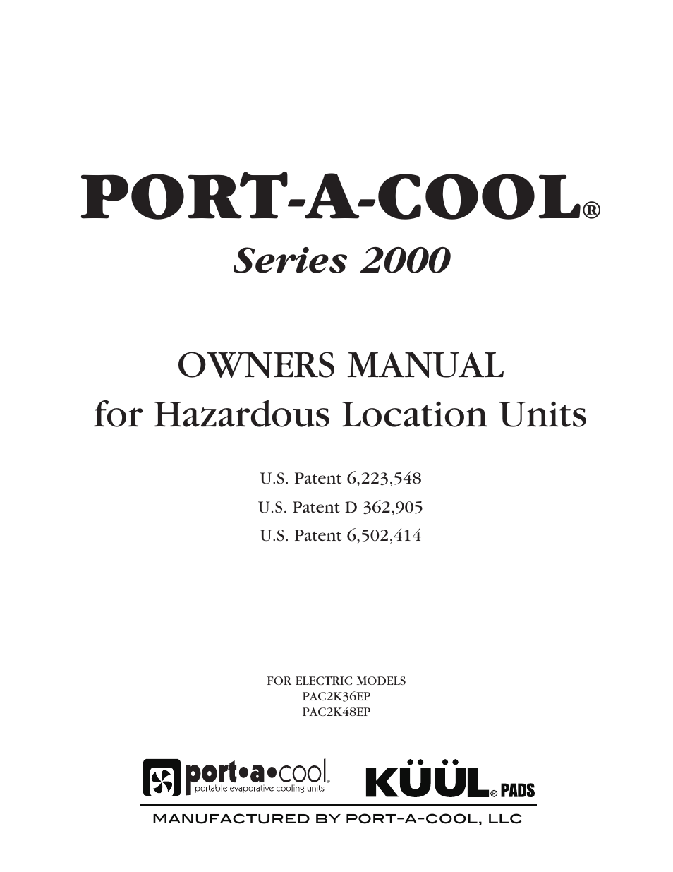 Port-A-Cool SERIES 2000 User Manual | 20 pages