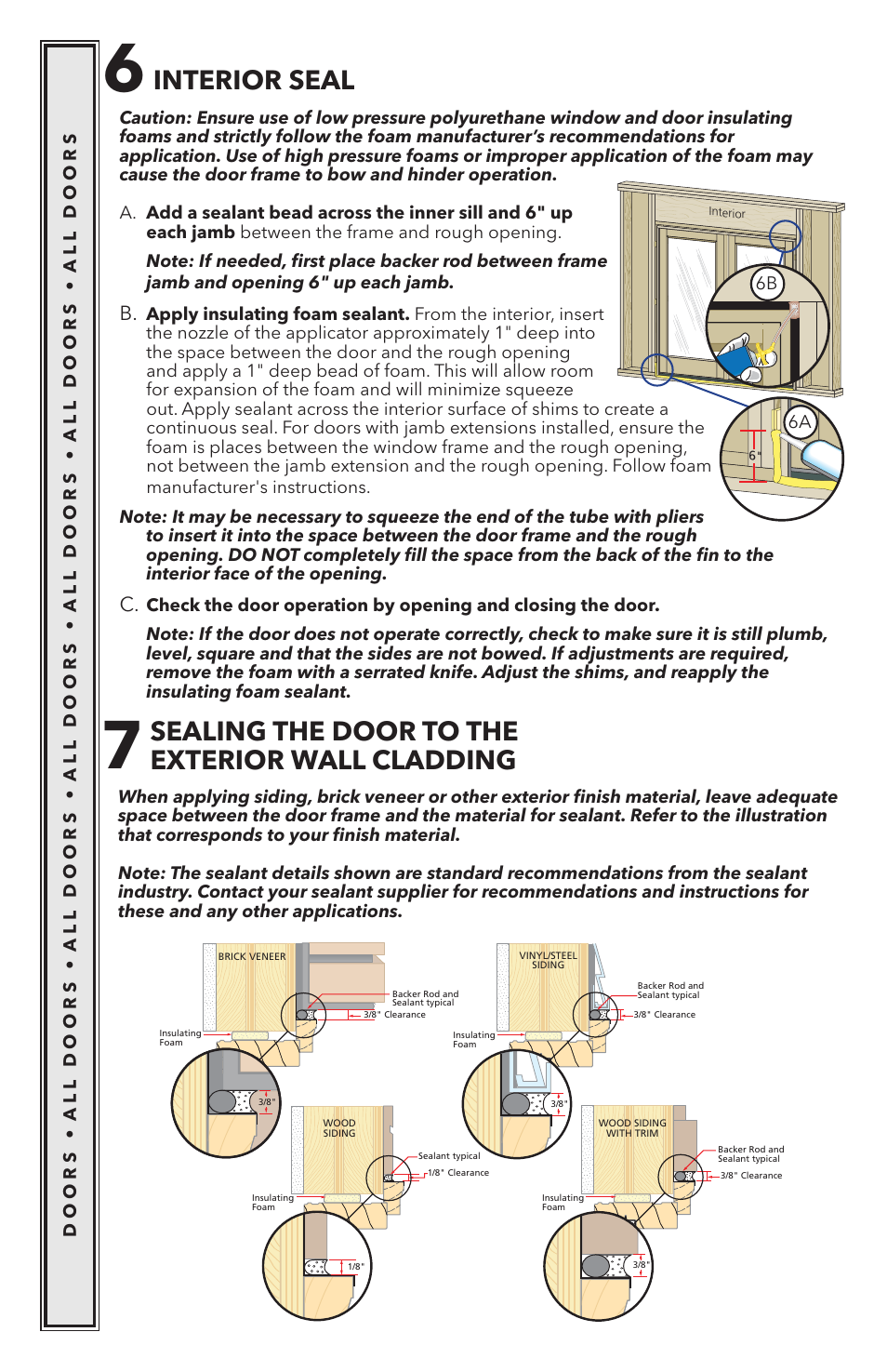 Sealing the door to the exterior wall cladding, Interior seal | Pella Wood Hinged Patio Door 818K0100 User Manual | Page 12 / 16
